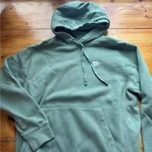 Nike Olive Green Pullover Hoodie with White Swoosh